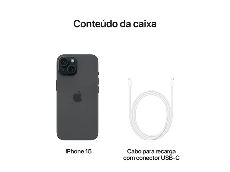Apple iPhone 15 128GB Preto 6,1" 48MP iOS 5G