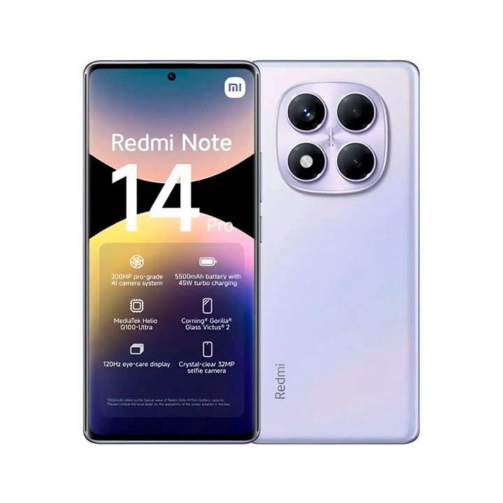 Smartphone Xiaomi Redmi Note 14 Pro 256GB - 8GB RAM Roxo Câmera 200MP