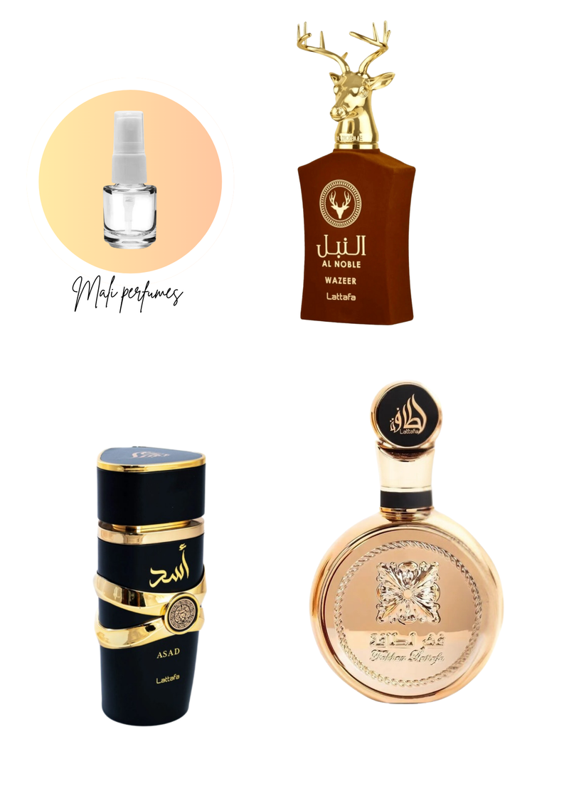 Combo Sedutores 2.0 Masculino 3x5ml- 10ml – Al Noble Wazeer + Asad Lattafa + FAKHAR Gold